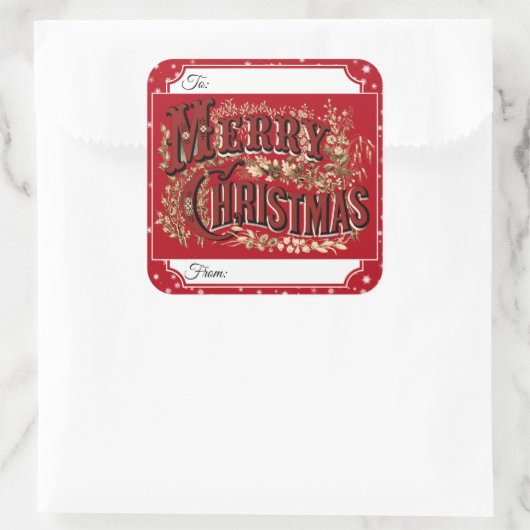 ヴィンテージメリークリスマスギフトシール スクエアシール (バッグ)