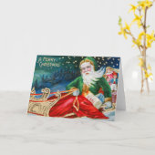 ヴィンテージメリークリスマスグリーティングカード カード (黄色い花)