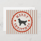 ヴィンテージメリークリスマスゴールデンレトリバードッグロゴ シーズンポストカード (正面/裏面)