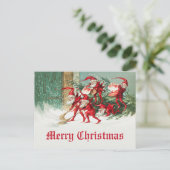 ヴィンテージメリークリスマスサおもしろいンタ小人 ポストカード (スタンド正面)
