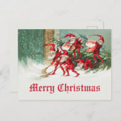 ヴィンテージメリークリスマスサおもしろいンタ小人 ポストカード (正面/裏面)