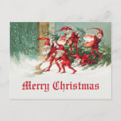 ヴィンテージメリークリスマスサおもしろいンタ小人 ポストカード (正面)