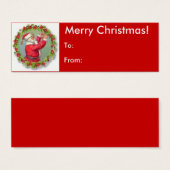 ヴィンテージメリークリスマスサンタギフトラベル (正面&裏面)