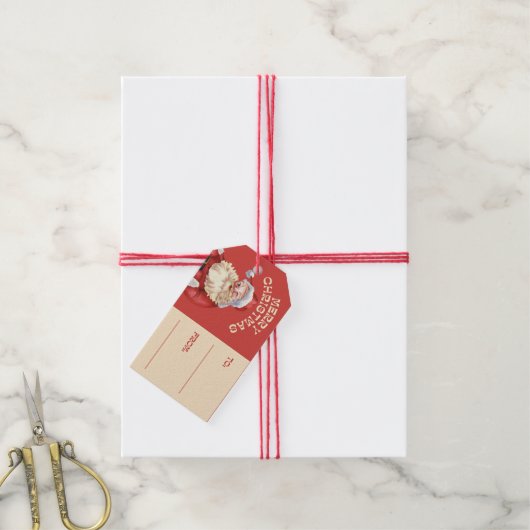 ヴィンテージメリークリスマスサンタギフトラベル ギフトタグ (より糸付き)