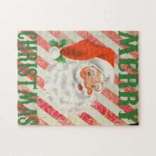 ヴィンテージメリークリスマスサンタクロースジグソーパズル ジグソーパズル (横)