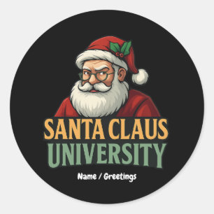 ヴィンテージメリークリスマスサンタクロース大学 ラウンドシール