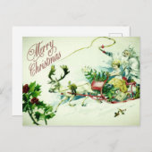 ヴィンテージメリークリスマスサンタスリートインディア ポストカード (正面/裏面)