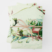 ヴィンテージメリークリスマスサンタスリートインディア  ラッピングペーパーシート (インサイチュ)