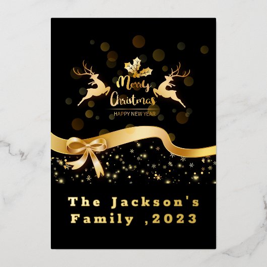 ヴィンテージメリークリスマスサンタスリートインディア 箔シーズンカード (正面)