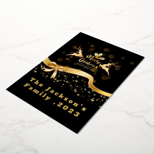 ヴィンテージメリークリスマスサンタスリートインディア 箔シーズンカード (回転した状態)