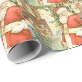 ヴィンテージメリークリスマスサンタラッピング紙 ラッピングペーパー (ロールコーナー)