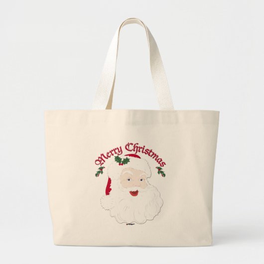 ヴィンテージメリークリスマスサンタ ラージトートバッグ (正面)