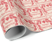 ヴィンテージメリークリスマスシールレッドコラージエフエメラ ラッピングペーパー (ロールコーナー)