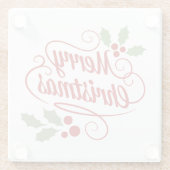 ヴィンテージメリークリスマススクリプトタイポグラフィ ガラスコースター (裏面)