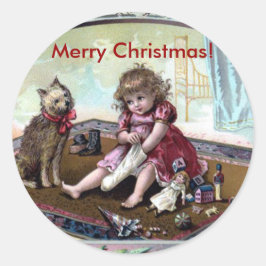 ヴィンテージメリークリスマスステッカー ラウンドシール