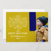 ヴィンテージメリークリスマススノーフレークホリデーフォト シーズンカード (正面/裏面)