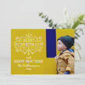 ヴィンテージメリークリスマススノーフレークホリデーフォト シーズンカード (スタンド正面)