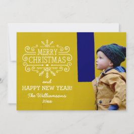 ヴィンテージメリークリスマススノーフレークホリデーフォト シーズンカード