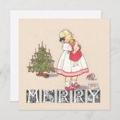 ヴィンテージメリークリスマスツリーの子どもクリスマス シーズンカード (正面/裏面)