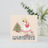 ヴィンテージメリークリスマスツリーの子どもクリスマス シーズンカード (スタンド正面)