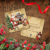 ヴィンテージメリークリスマスツリーサンタクロース犬の贈り物 シーズンカード