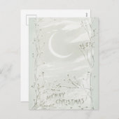 ヴィンテージメリークリスマスツリームーンスカイ雪 シーズンポストカード (正面/裏面)