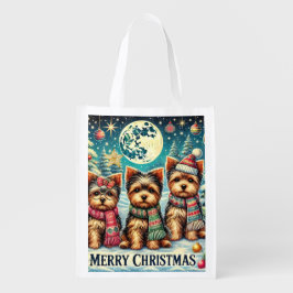 ヴィンテージメリークリスマステリアヨースキルヨークシャーテリア エコバッグ