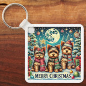 ヴィンテージメリークリスマステリアヨースキルヨークシャーテリア キーホルダー (正面)