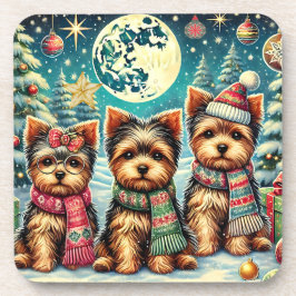 ヴィンテージメリークリスマステリアヨースキルヨークシャーテリア コースター