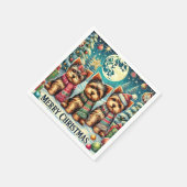 ヴィンテージメリークリスマステリアヨースキルヨークシャーテリア スタンダードカクテルナプキン (角)