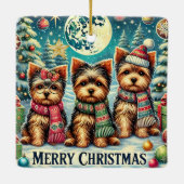 ヴィンテージメリークリスマステリアヨースキルヨークシャーテリア セラミックオーナメント (裏面)