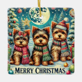 ヴィンテージメリークリスマステリアヨースキルヨークシャーテリア セラミックオーナメント (正面)