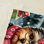 ヴィンテージメリークリスマステリアヨースキルヨークシャーテリア ビーチタオル (インサイチュ)