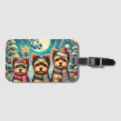 ヴィンテージメリークリスマステリアヨースキルヨークシャーテリア ラゲッジタグ (正面横)