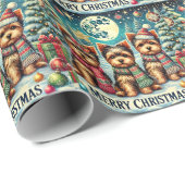 ヴィンテージメリークリスマステリアヨースキルヨークシャーテリア ラッピングペーパー (ロールコーナー)