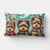 ヴィンテージメリークリスマステリアヨースキルヨークシャーテリア ランバークッション (正面)