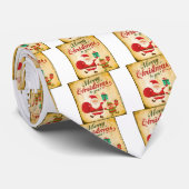 ヴィンテージメリークリスマスデーンサンタ&小妖精や小人 ネクタイ (ロール)