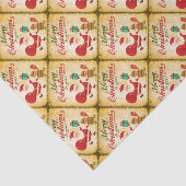 ヴィンテージメリークリスマスデーンサンタ&小妖精や小人 薄葉紙 (詳細)