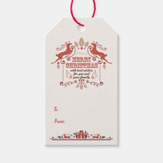 ヴィンテージメリークリスマストインデナーズギフトラベル ギフトタグ (正面)