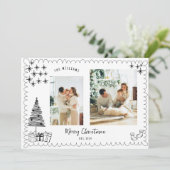 ヴィンテージメリークリスマスドードル写真 シーズンカード (スタンド正面)