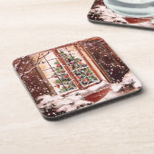 ヴィンテージメリークリスマスハウス コースター (左側)