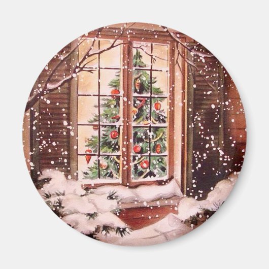 ヴィンテージメリークリスマスハウス マグネット (正面)