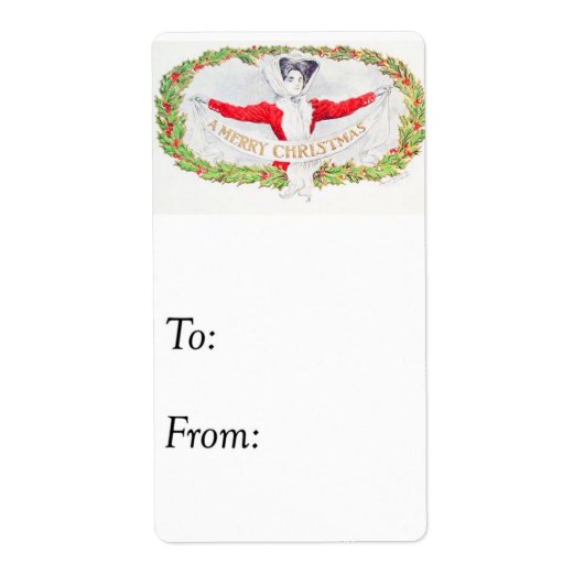 ヴィンテージメリークリスマスバナーギフトラベル ラベル (正面)