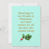 ヴィンテージメリークリスマスバードホリー 招待状 (裏面)