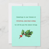 ヴィンテージメリークリスマスバードホリー 招待状 (裏面)