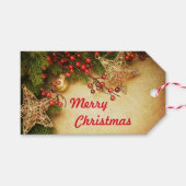 ヴィンテージメリークリスマスパーソナライズされたの名前 ギフトタグ (正面(横))
