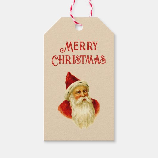 ヴィンテージメリークリスマスビクトリアンサンタクロース ギフトタグ (正面)