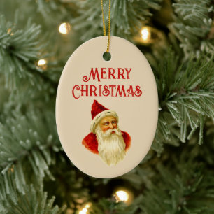 ヴィンテージメリークリスマスビクトリアンサンタクロース セラミックオーナメント