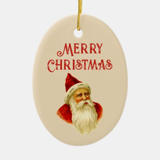 ヴィンテージメリークリスマスビクトリアンサンタクロース セラミックオーナメント (正面)