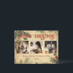 ヴィンテージメリークリスマスフォト シーズンポストカード<br><div class="desc">ヴィンテージメリークリスマス3写真コラージュの休日はがきヴィンテージ素朴な背景。個人用にお気に入りのファミリ写真を追加する。カードの裏側に個人メッセージを追加する。だからシンプル、まだシック。</div>